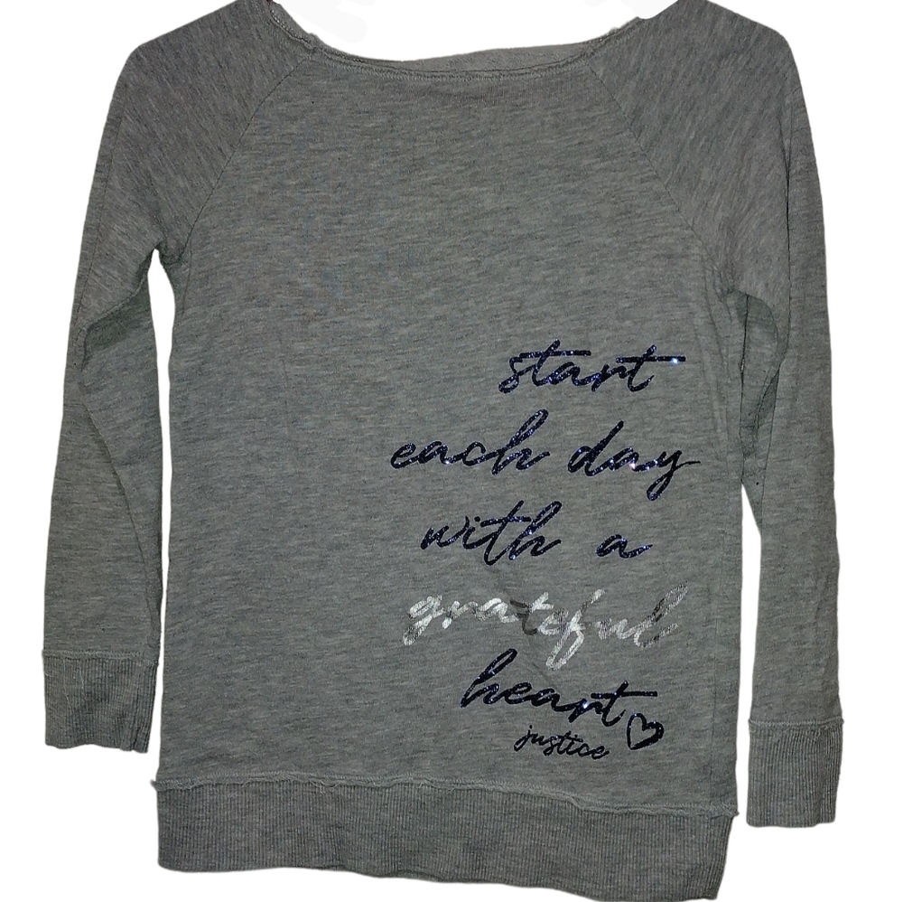 Girls Justice Long Sleeve Grey Shirt Size 8